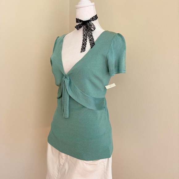 Vintage Y2K coquette preppy babydoll blue blouse lolita ruffle puff sleeve S - Picture 5 of 9